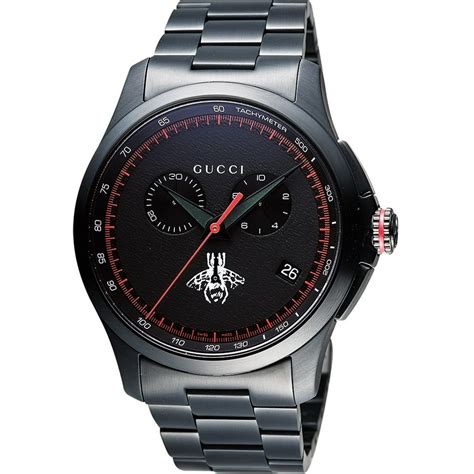 gucci g-timeless gunmetal stainless steel chronograph bracelet watch|Gucci bee watch.